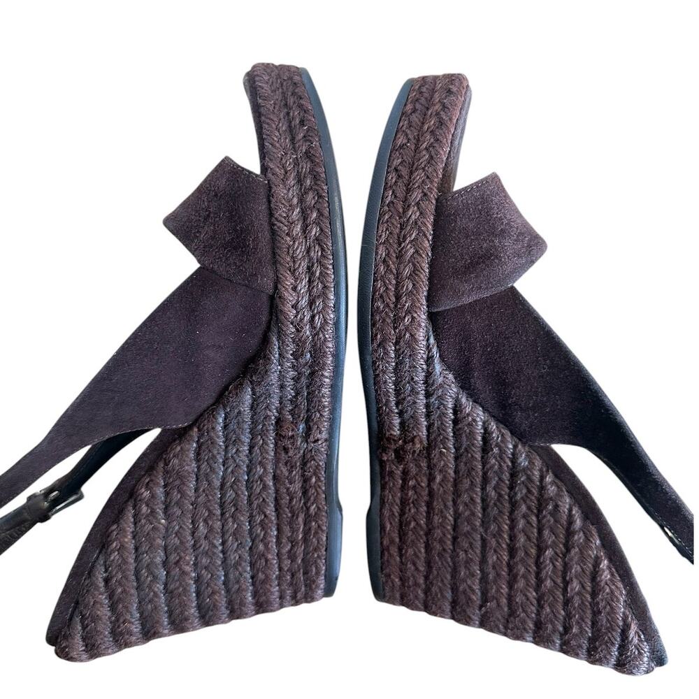 Prada Y2K Vintage Brown Suede Slingback Wedge Chunky Sandals 36.5 - Picture 5 of 10